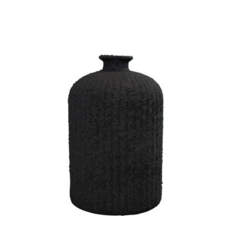 Daroca Stoneware Vase – Black, 23cm