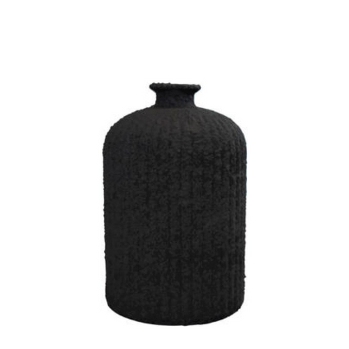 Daroca Stoneware Vase – Black, 23cm