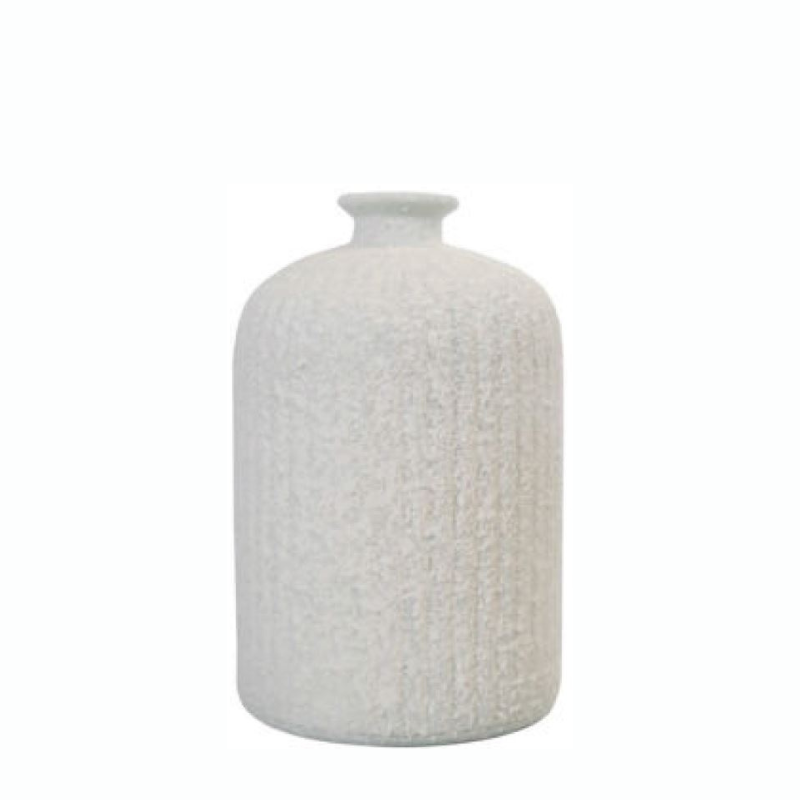 Daroca Stoneware Vase – White, 23cm