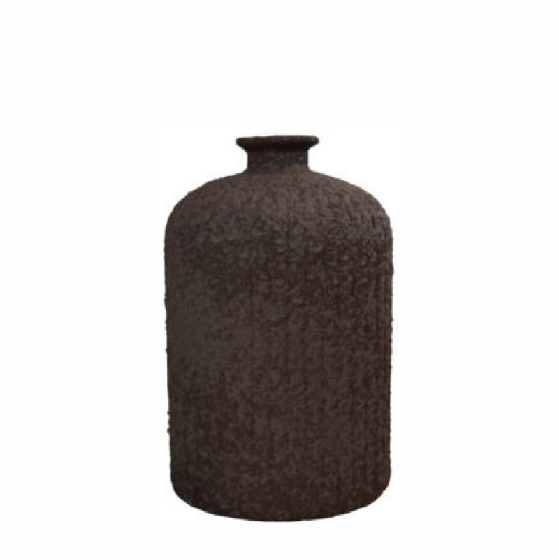 Daroca Stoneware Vase – Brown, 23cm