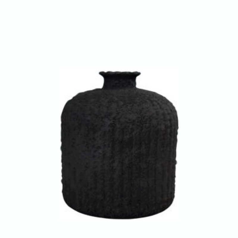 Daroca Stoneware Vase – Black, 18cm