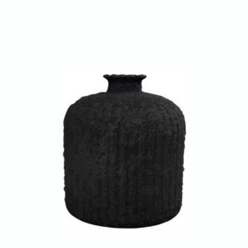 Daroca Stoneware Vase – Black, 18cm