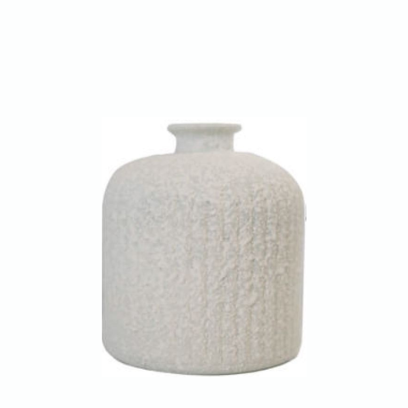 Daroca Stoneware Vase – White, 18cm