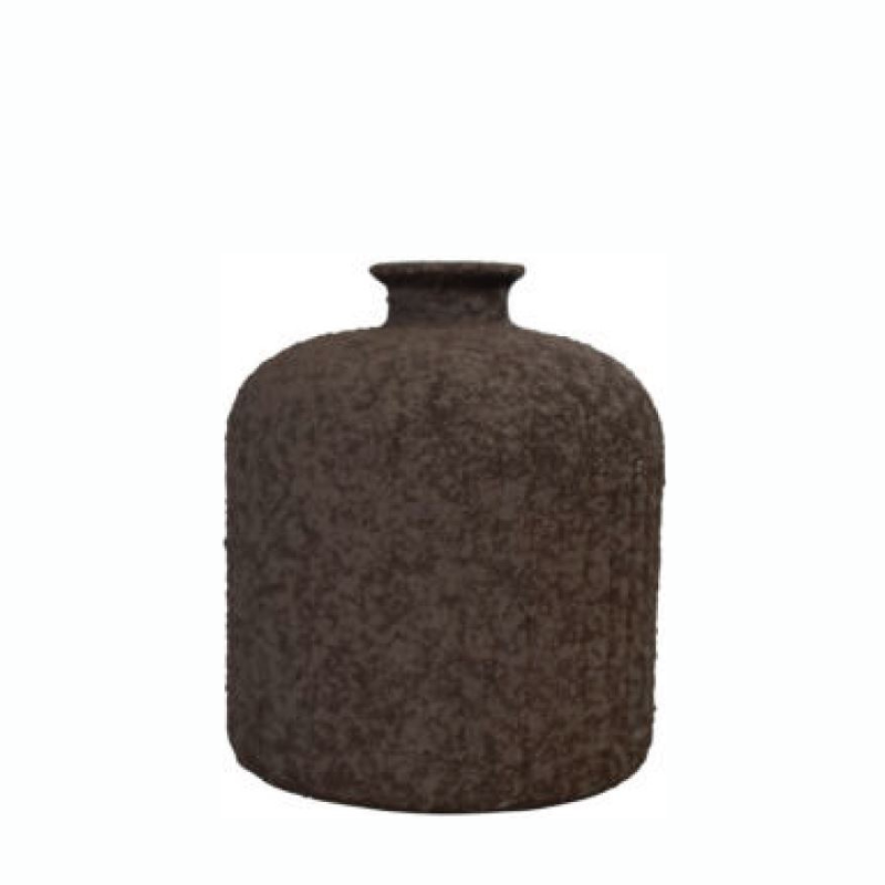 Daroca Stoneware Vase – Brown, 18cm