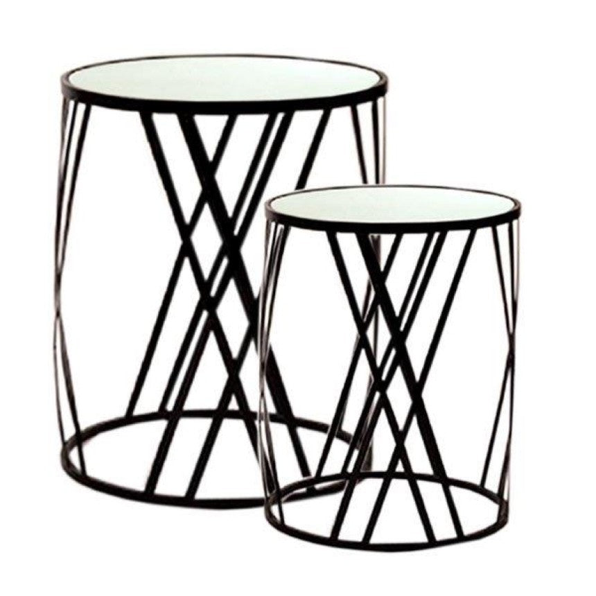 ART ET LUMIERE Nesting Coffee Tables with Mirror, Set of 2