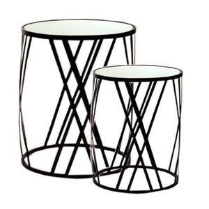 ART ET LUMIERE Nesting Coffee Tables with Mirror, Set of 2