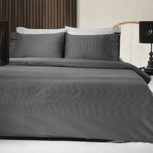 Minimal Black & White Cotton Sateen Duvet Cover
