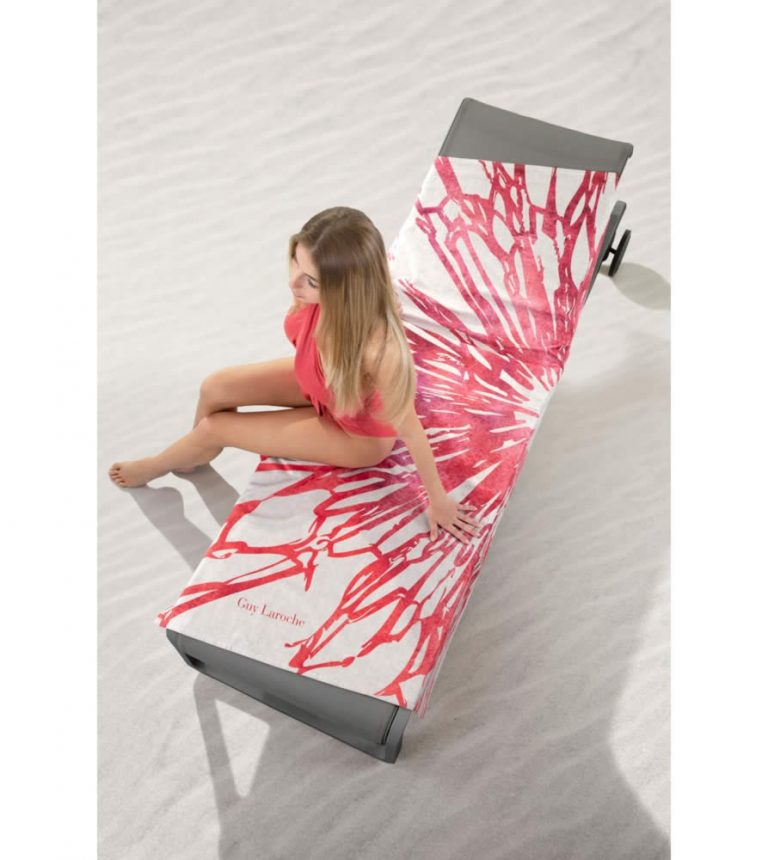Guy Laroche Velour Printed Coral Beach Towel