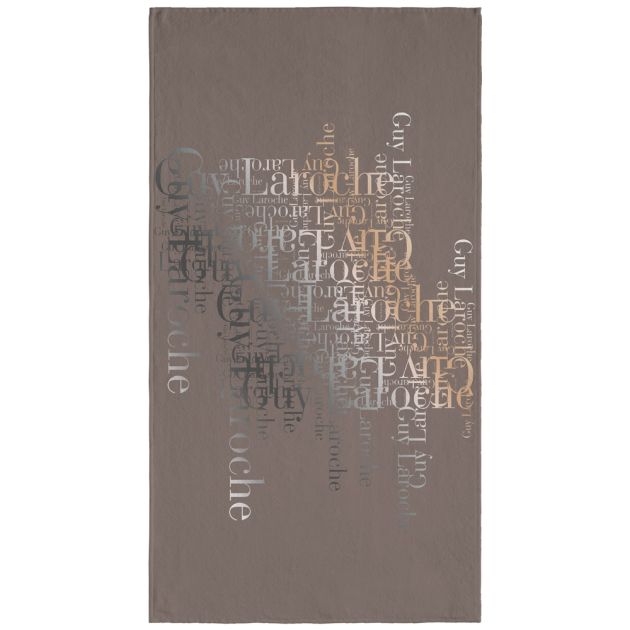 Guy Laroche Velour Printed Taupe Beach Towel