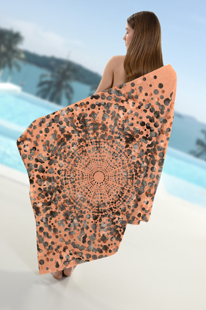 Guy Laroche Velour Printed Salmon Beach Towel