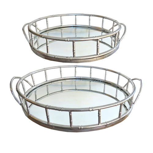 ART ET LUMIERE Metallic Mirror Trays Set of 2