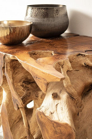 Lisandra Console Table Teak Wood Brown 150×45×80 cm