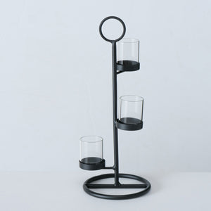 Candle Holder Vigano Set/2 Black Metal