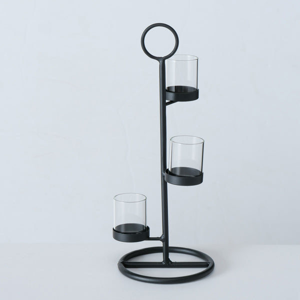 Candle Holder Vigano Set/2 Black Metal