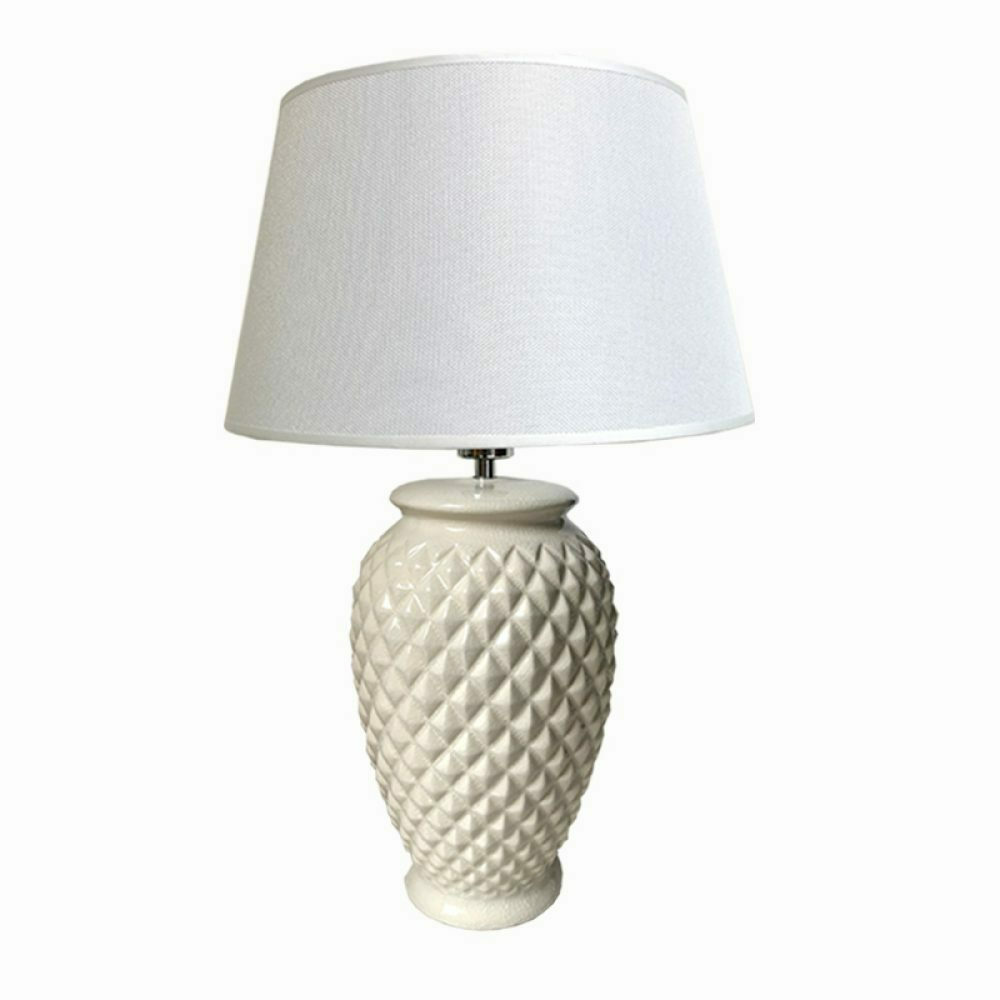 ART ET LUMIERE Portable Lantern with White Shade and Beige Base