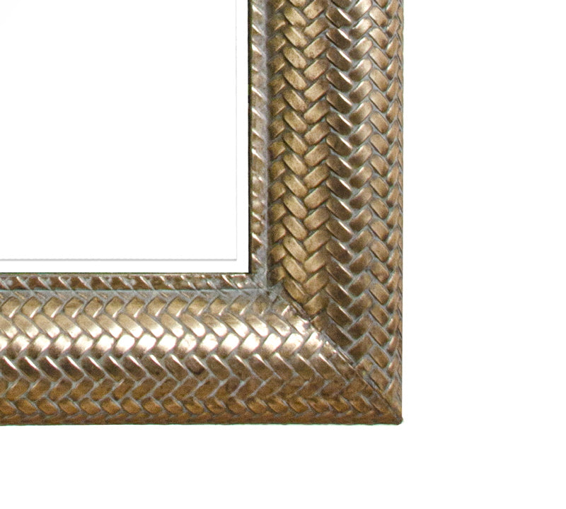 Champagne Metal Framed Mirror with Herringbone Design – 68.5 × 98.5 cm | ZAROS