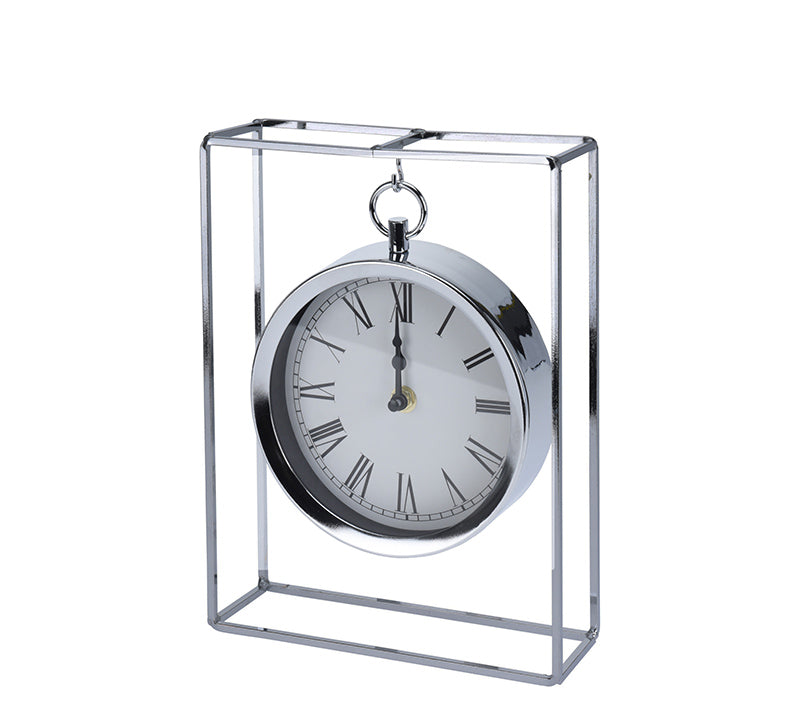 Table clock nickel silver in square frame