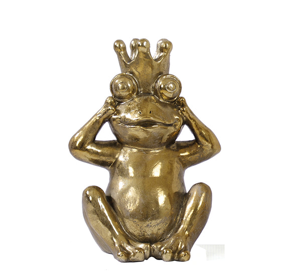Golden Frog King Decorative Figurine – 23 cm | ZAROS