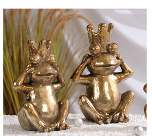 Golden Frog King Decorative Figurine – 23 cm | ZAROS