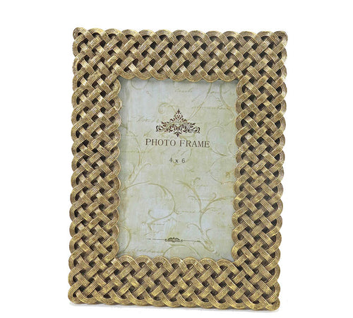 Photo frame, polyresin woven gold frame