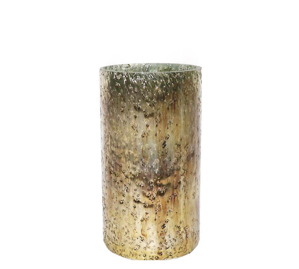 Glass tealight candle holder in aged gold finish