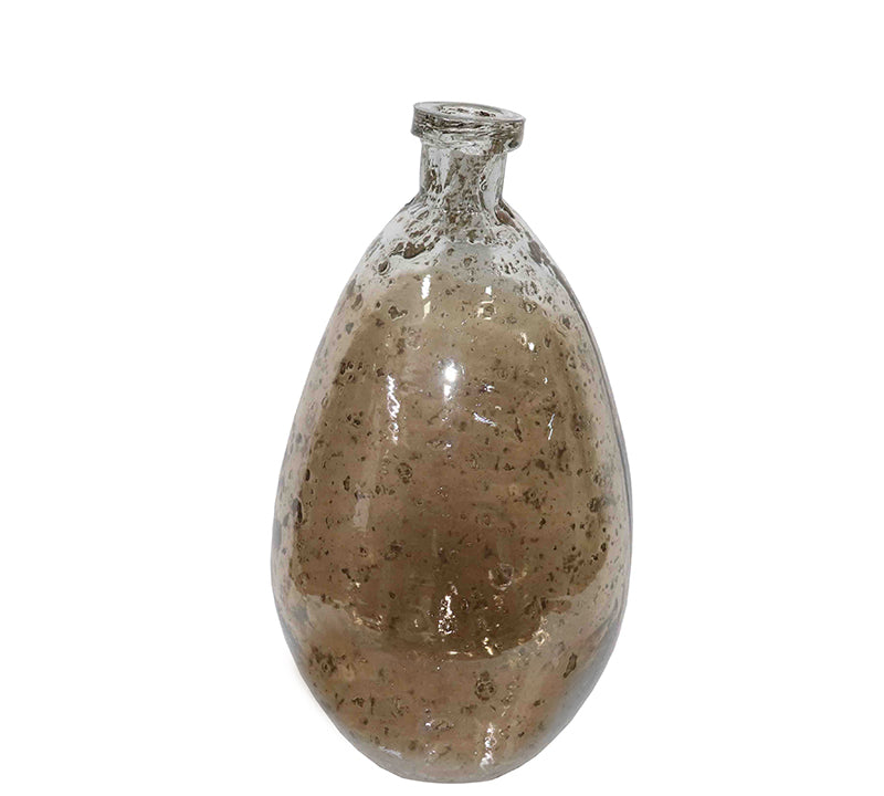 Balloon-Shaped Vase with Neck, Hand-Blown Glass, Copper Color