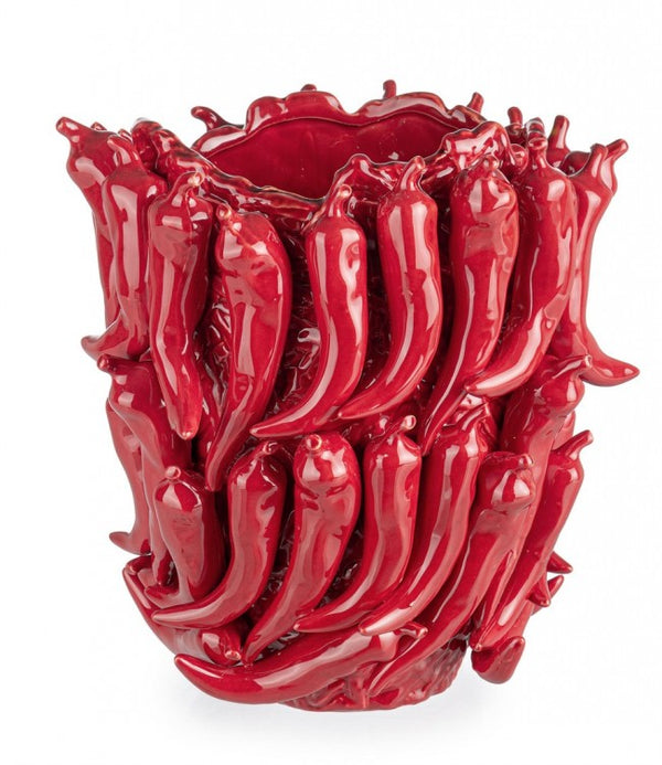 Spicy Red Peppers Ceramic Vase