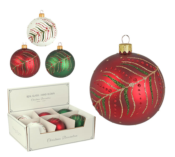 Glass xmas ball leaf