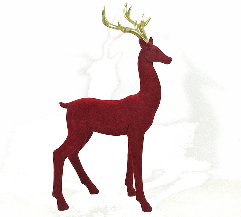 Red Velvet Decorative Deer – 46 cm