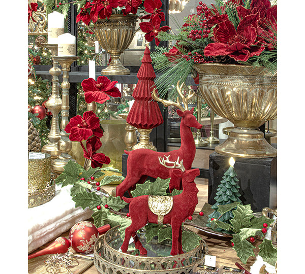 Red Velvet Decorative Deer – 46 cm