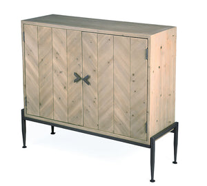 ZAROS Herringbone Wooden Sideboard with 2 Doors – 100 cm