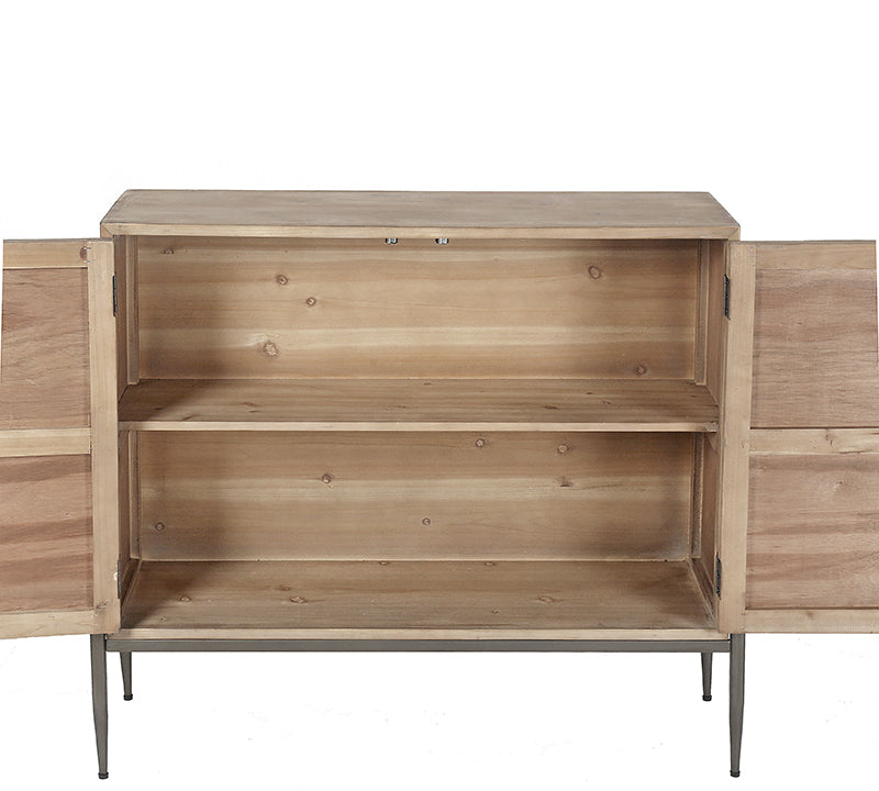 ZAROS Herringbone Wooden Sideboard with 2 Doors – 100 cm