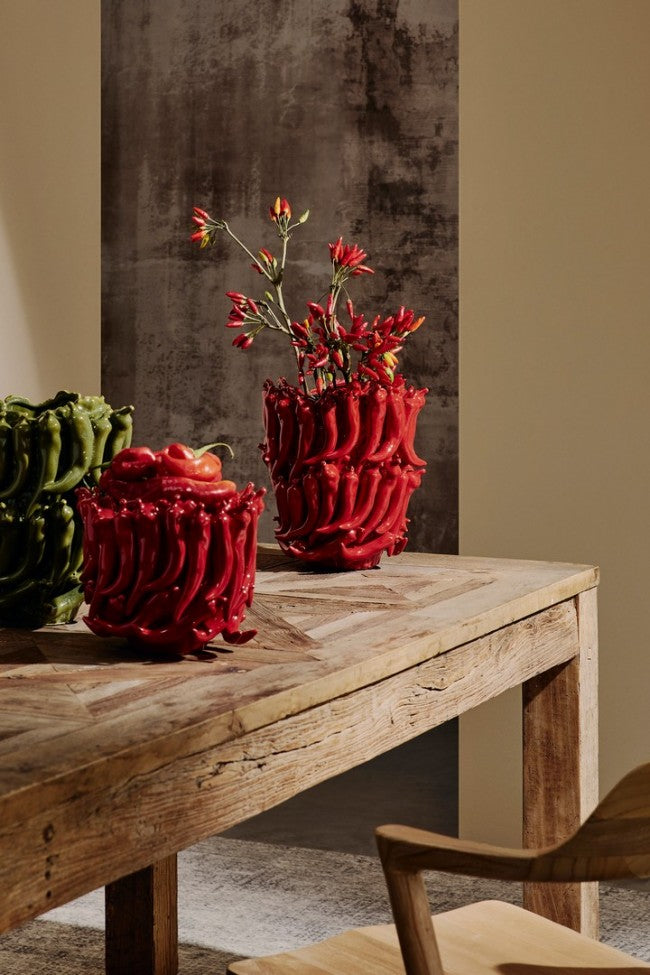 Spicy Red Peppers Ceramic Vase