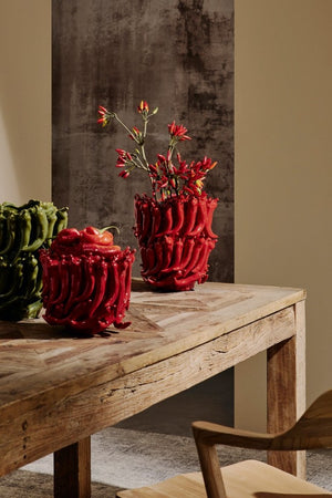 Spicy Red Peppers Ceramic Vase