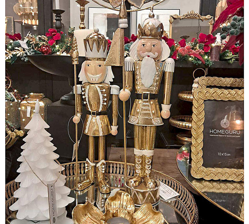Gold Metal Christmas Nutcracker – 2 Designs, 37–42 cm