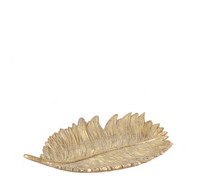 Gold polyresin bowl, feather design