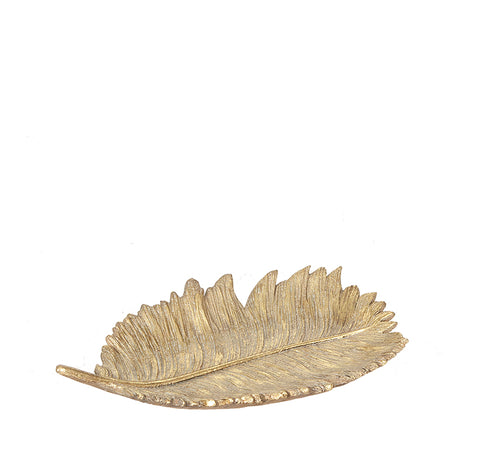 Gold polyresin bowl, feather design