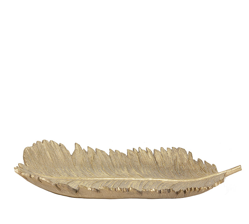 Gold polyresin bowl with feather design