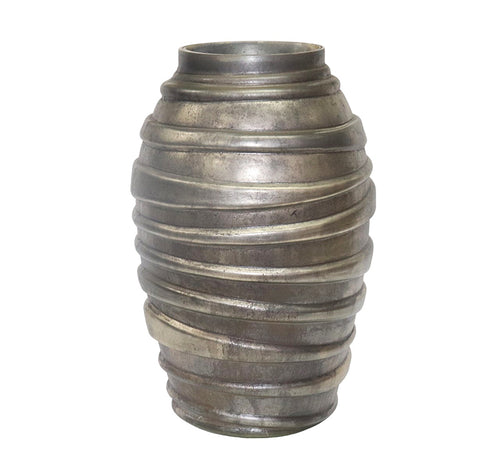 "Spiral" Glass Vase with Champagne Oxidized Finish