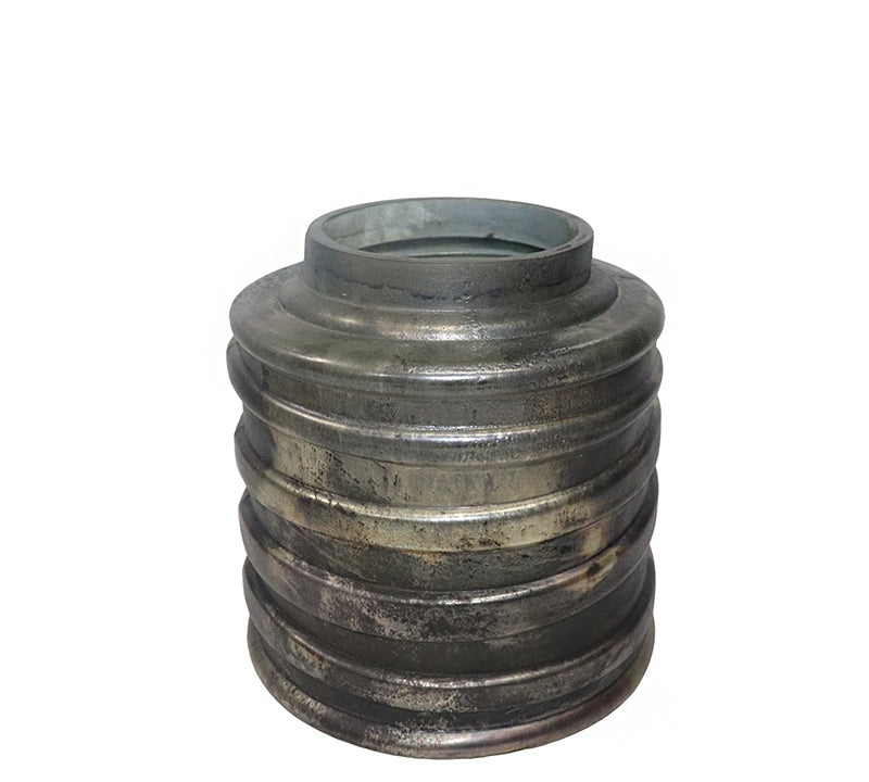 "Spiral" Cylindrical Glass Vase with Champagne Oxidized Finish