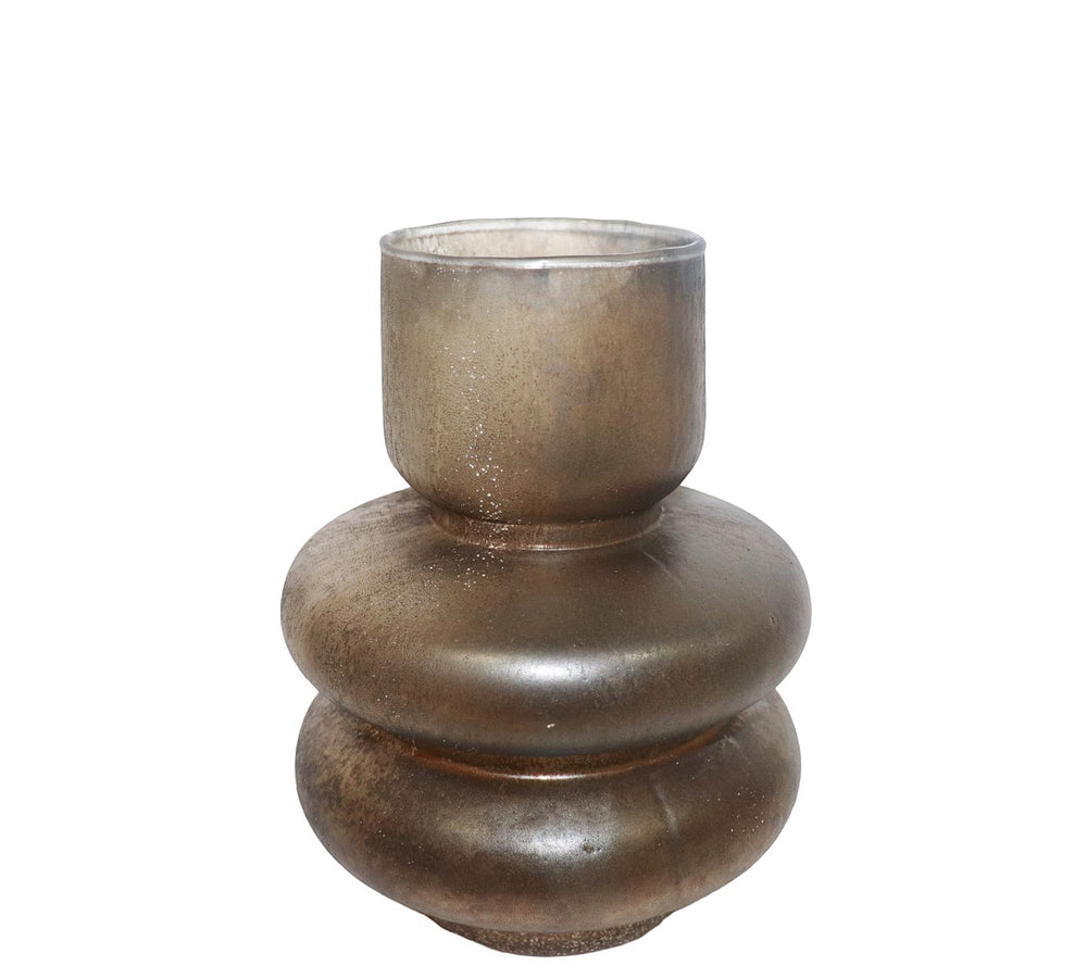 Minimal glass vase with grey/gold oxidation