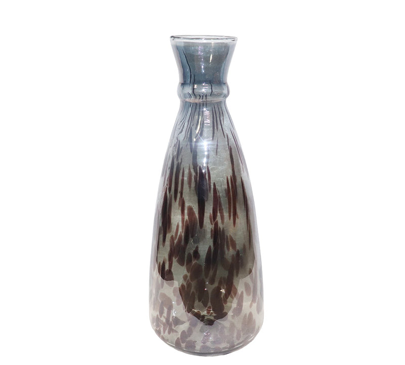 "Drops" Hand-Blown Glass Vase, Clear/Blue