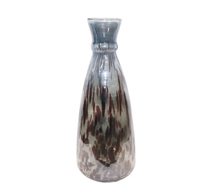 "Drops" Hand-Blown Glass Vase, Clear/Blue