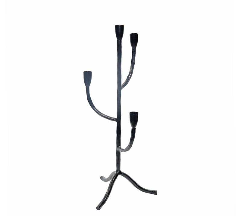 Handmade iron 4-candle candlestick