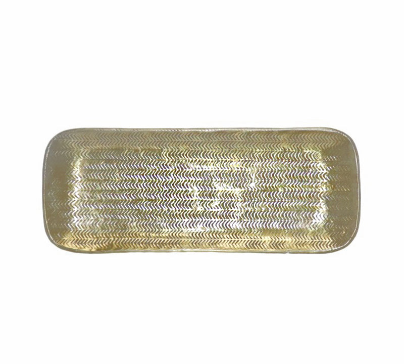 Rectangular aluminum tray with herringbone pattern