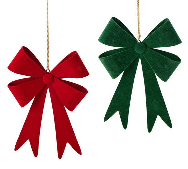 Decorative Metal Christmas Bow – Red & Green, 23 cm