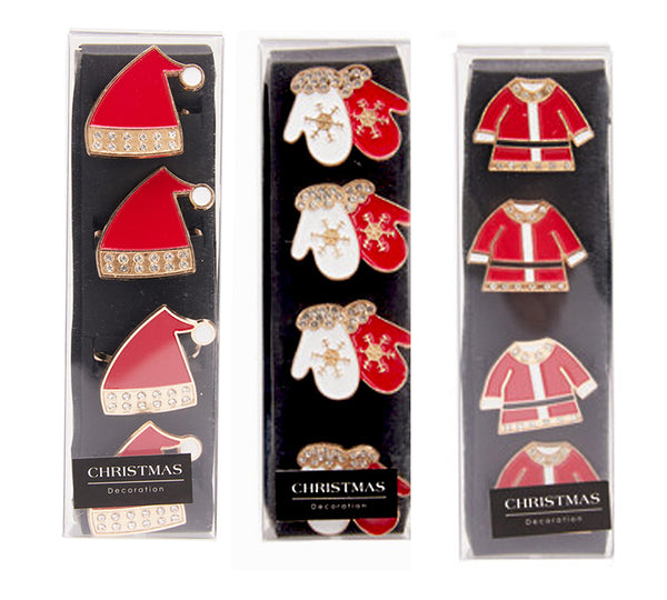 Red Enamel Christmas Napkin Rings – Set of 4