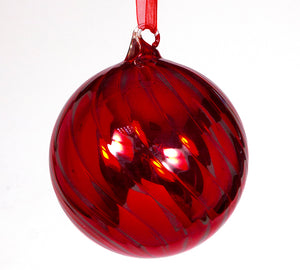 Red Spiral Glass Christmas Ball – 10 cm