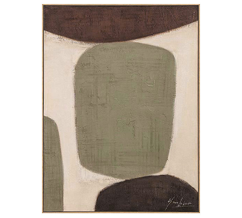 Textured Hand-Painted Framed Wall Art – Brown, 90 × 120 cm | ZAROS