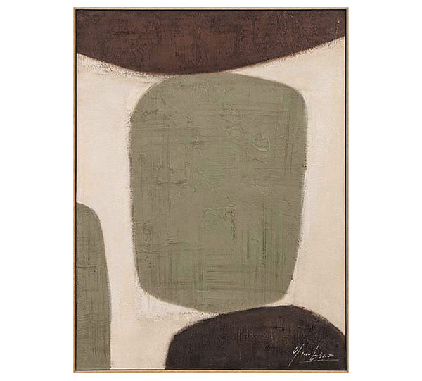 Textured Hand-Painted Framed Wall Art – Brown, 90 × 120 cm | ZAROS